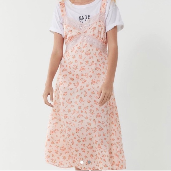 Urban Outfitters Dresses | Light Pink Floral Silk Dress | Poshmark